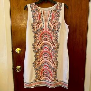 New York & Company Cream and Red Sheath Mini Dress